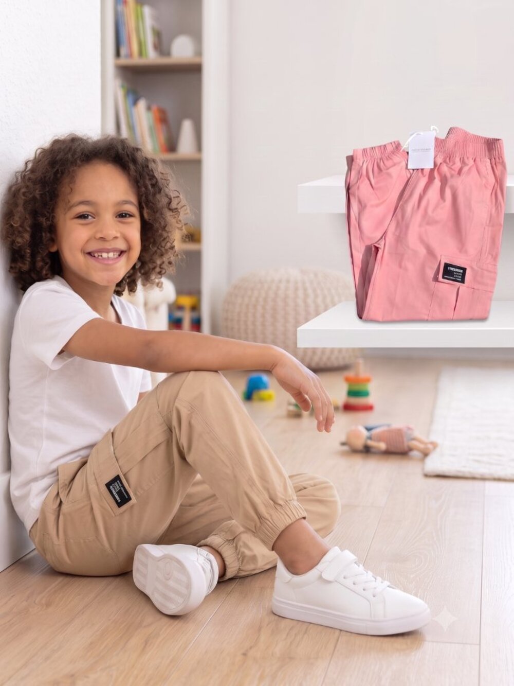 NWT | Sangtree 2-Pack Boys' Cotton Cargo Pants | Khaki & Pink | Size 8/10